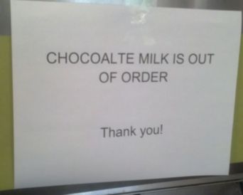 Sign with the word chocolate misspelled
